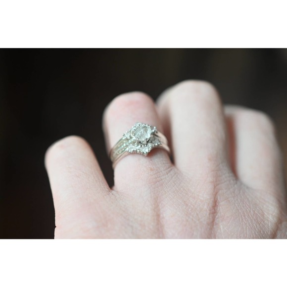 Engagement rings set, raw diamond ring, raw stone ring, alternative enga… - Picture 3 of 5